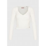 Funky Buddha Γυναικείο Πλεκτό Με ’Νοιγμα V (FBL010-106-09-OFF-WHITE)