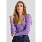 Funky Buddha Γυναικείο Πλεκτό Με ’Νοιγμα V (FBL010-106-09-ROYAL-LILAC)