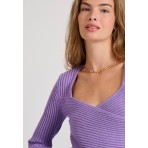 Funky Buddha Γυναικείο Πλεκτό Με ’Νοιγμα V (FBL010-106-09-ROYAL-LILAC)