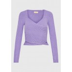 Funky Buddha Γυναικείο Πλεκτό Με ’Νοιγμα V (FBL010-106-09-ROYAL-LILAC)