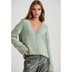 Funky Buddha Γυναικεία Πλεκτή Ζακέτα (FBL010-108-09-SAGE-GREEN)