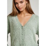 Funky Buddha Γυναικεία Πλεκτή Ζακέτα (FBL010-108-09-SAGE-GREEN)