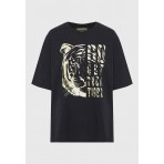 Funky Buddha Γυναικείο Κοντομάνικο T-Shirt Μαύρο, Κίτρινο