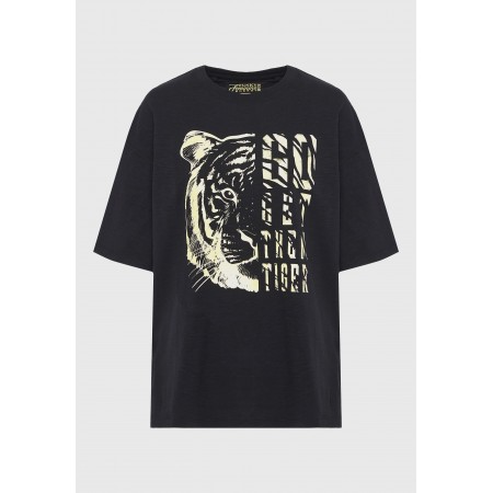 Funky Buddha Γυναικείο Κοντομάνικο T-Shirt Μαύρο, Κίτρινο