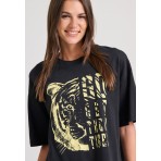 Funky Buddha Γυναικείο Κοντομάνικο T-Shirt Μαύρο, Κίτρινο