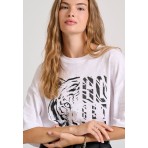 Funky Buddha Γυναικείο Κοντομάνικο T-Shirt Λευκό, Μαύρο