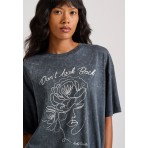 Funky Buddha Γυναικείο Κοντομάνικο T-Shirt Ανθρακί