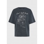 Funky Buddha Γυναικείο Κοντομάνικο T-Shirt Ανθρακί