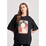 Funky Buddha Γυναικείο Κοντομάνικο T-Shirt Μαύρο