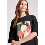 Funky Buddha Γυναικείο Κοντομάνικο T-Shirt Μαύρο