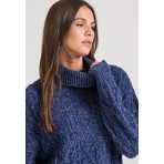 Funky Buddha Μπλούζα Με Ψηλό Λαιμό Γυναικεία (FBL010-113-09-MIDNIGHT-BLUE)