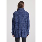 Funky Buddha Μπλούζα Με Ψηλό Λαιμό Γυναικεία (FBL010-113-09-MIDNIGHT-BLUE)