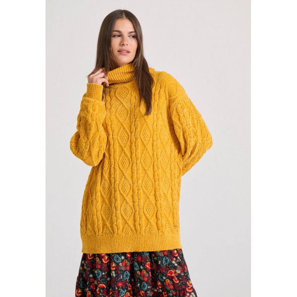 Funky Buddha Μπλούζα Με Ψηλό Λαιμό Γυναικεία (FBL010-113-09-YELLOW-MUSTARD)