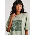 Funky Buddha Γυναικείο T-Shirt Κοντομάνικο Λαδί