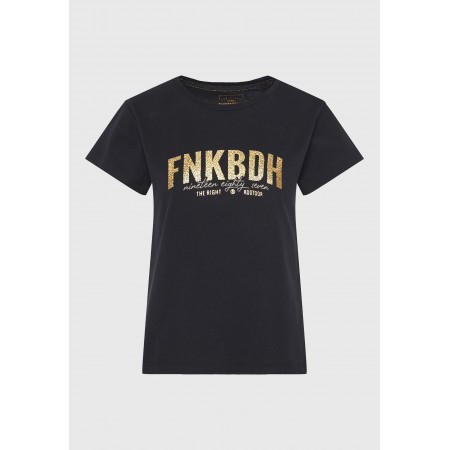 Funky Buddha Γυναικείο Κοντομάνικο T-Shirt Μαύρο, Χρυσό