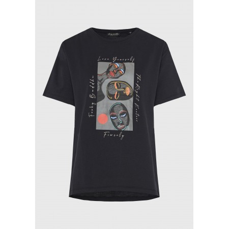 Funky Buddha Γυναικείο Κοντομάνικο T-Shirt Μαύρο