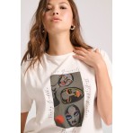 Funky Buddha Γυναικείο Κοντομάνικο T-Shirt Λευκό