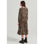 Funky Buddha Γυναικείο Maxi Φόρεμα Animal Print