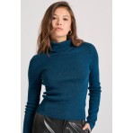 Funky Buddha Γυναικείο Cashmere Blend Πλεκτό Ζιβάγκο Πετρόλ