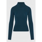 Funky Buddha Γυναικείο Cashmere Blend Πλεκτό Ζιβάγκο Πετρόλ