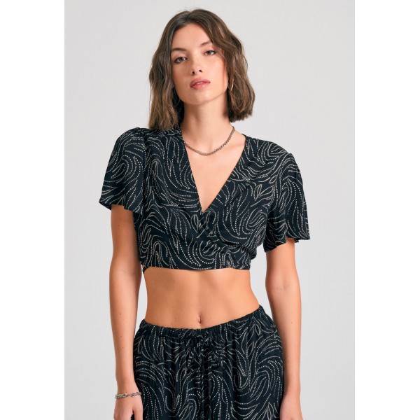 Funky Buddha Crop Top Κοντομάνικο Γυναικείο (FBL011-100-17-BLACK)