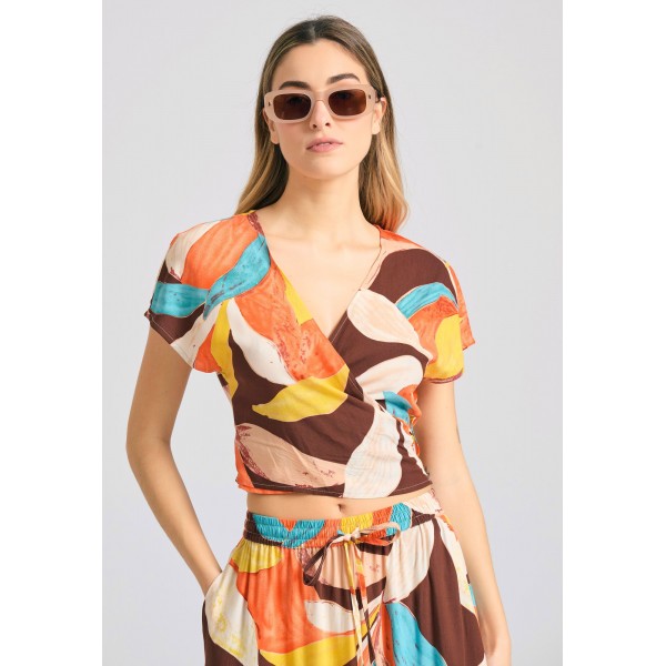 Funky Buddha Top Κοντομάνικο Γυναικείο (FBL011-113-17-MULTI)