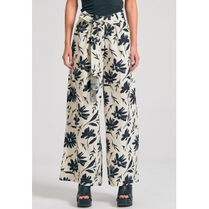 Funky Buddha Wide Leg Παντελόνα Γυναικεία (FBL011-122-02-OFF-WHITE)