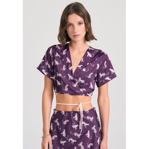 Funky Buddha Crop Top Κοντομάνικο Γυναικείο (FBL011-124-17-PLUM)