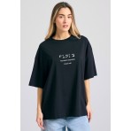 Funky Buddha Γυναικείο Κοντομάνικο T-Shirt Μαύρο