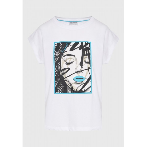 Funky Buddha Face Photographic Μπλούζα Αμάνικη Γυναικεία (FBL011-129-04-WHITE)