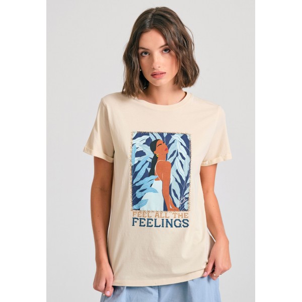 Funky Buddha Loose Fit T-Shirt Γυναικείο (FBL011-139-04-CHALK)