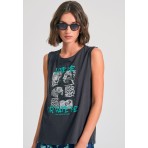 Funky Buddha Photographic Γυναικείο Αμάνικο T-Shirt Ανθρακί