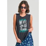 Funky Buddha Photographic Γυναικείο Αμάνικο T-Shirt Ανθρακί