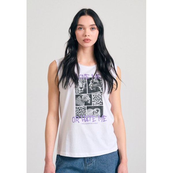 Funky Buddha Photographic Μπλούζα Αμάνικη Γυναικεία (FBL011-148-04-WHITE)