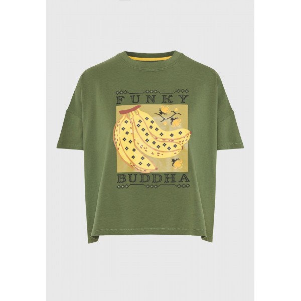 Funky Buddha Loose Fit T-Shirt Γυναικείο (FBL011-165-04-HUNTER-GREEN)