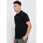 Funky Buddha Ανδρική Μπλούζα Με Γιακά Πόλο (FBM007-001-11-BLACK)