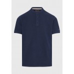 Funky Buddha Ανδρική Μπλούζα Με Γιακά Πόλο (FBM009-008-11-NAVY-MEL)