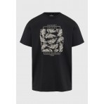 Funky Buddha Botanic Frame Ανδρικό Κοντομάνικο T-Shirt Μαύρο