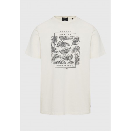 Funky Buddha Botanic Frame Ανδρικό Κοντομάνικο T-Shirt Λευκό