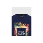 Funky Buddha Tropical Ανδρικό Κοντομάνικο T-Shirt Μπλε Σκούρο