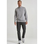 Funky Buddha Half Zip Ανδρικό Πλεκτό Πουλόβερ Γκρι