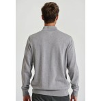 Funky Buddha Half Zip Ανδρικό Πλεκτό Πουλόβερ Γκρι