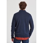 Funky Buddha Half Zip Ανδρικό Πλεκτό Πουλόβερ Μπλε Σκούρο