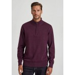 Funky Buddha Half Zip Ανδρικό Πλεκτό Πουλόβερ Βυσσινί