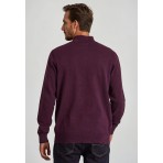 Funky Buddha Half Zip Ανδρικό Πλεκτό Πουλόβερ Βυσσινί