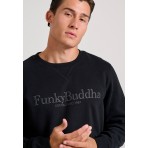 Funky Buddha Ανδρικό Φούτερ με Λαιμόκοψη Μαύρο