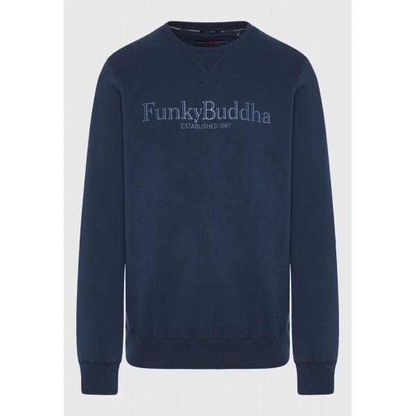 Funky Buddha Μπλούζα Με Λαιμόκοψη Ανδρική (FBM010-007-06-NAVY)