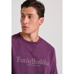 Funky Buddha Ανδρικό Φούτερ με Λαιμόκοψη Μωβ