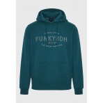 Funky Buddha Ανδρικό Φούτερ με Κουκούλα Πετρόλ