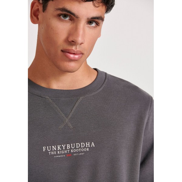 Funky Buddha Ανδρικό Φούτερ Με Λαιμόκοψη (FBM010-010-06-DK-GREY)